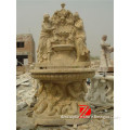 yellow stone large wall fountain with statue